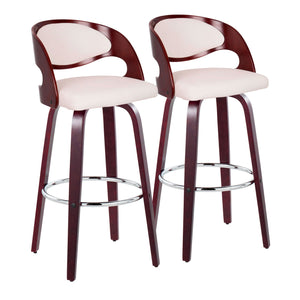 Pino - Mid Century Modern Fixed Height Barstool With Swivel & Round Footrest (Set of 2) by Couch.com