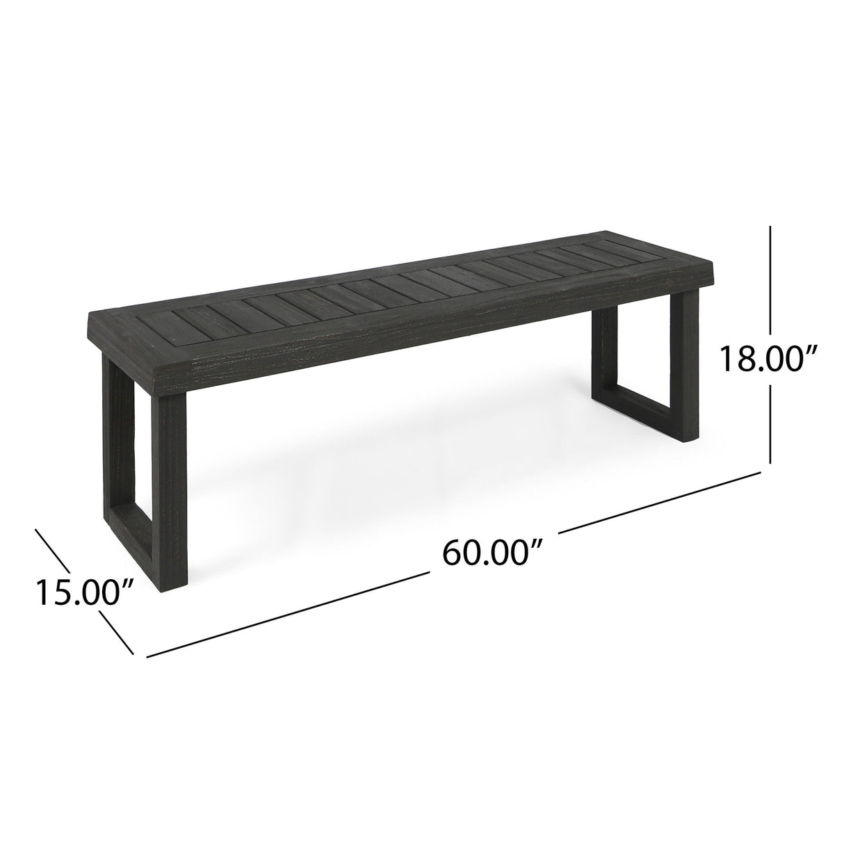 Realm - Outdoor Bench With Slat Panel Top And Base - Dark Gray by Couch.com