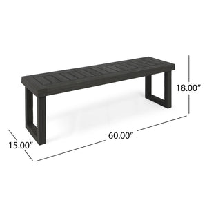 Realm - Outdoor Bench With Slat Panel Top And Base - Dark Gray by Couch.com