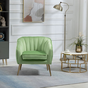 Velvet Accent Chair With Ottoman, Modern Tufted Barrel Chair Ottoman Set For Living Room Bedroom by Couch.com