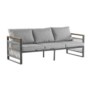 4-Pieces Outdoor Metal Patio Furniture Set with Cushions