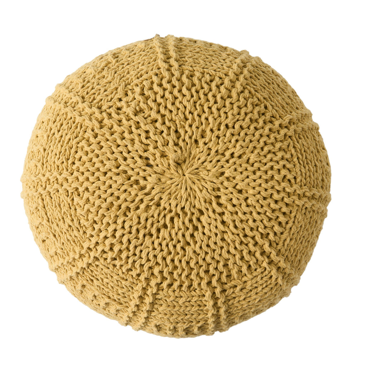 Yuny - Knitted Cotton Round Pouf With Modern Design - Yellow by Couch.com