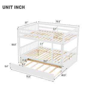 Bunk Bed With Trundle, Convertible To 2 Size Platform Bed, Bunk Bed With Ladder And Safety Rails For Kids by Couch.com