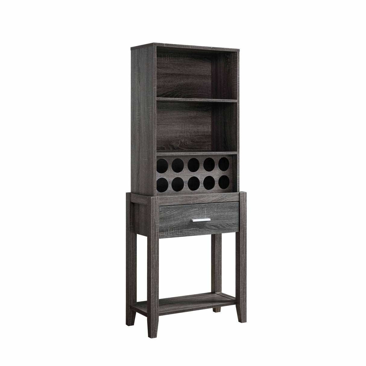 Wine Bar Cabinet, Kitchen Storage Cabinet With Drawer And Open Shelves - Distressed Gray by Couch.com