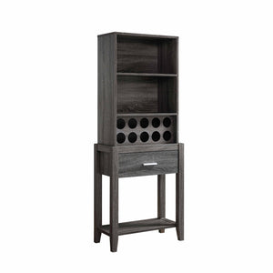 Wine Bar Cabinet, Kitchen Storage Cabinet With Drawer And Open Shelves - Distressed Gray by Couch.com