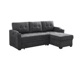 Mabel - Woven Fabric Sleeper Sectional With Cupholder, USB Charging Port nd Pocket - Dark Gray by Couch.com