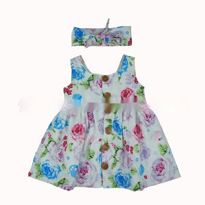 Girls' Dress Ins Hot Summer Baby Sleeveless Floral Dress Two-piece Set