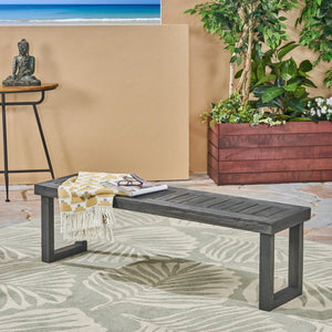 Realm - Outdoor Bench With Slat Panel Top And Base - Dark Gray by Couch.com