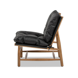 Oxford Leather Mid-Century Modern Accent Chair - Noir Black by Couch.com