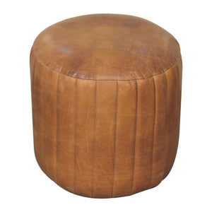 Buffalo - Leather Boucle Footstool - Brown by Couch.com