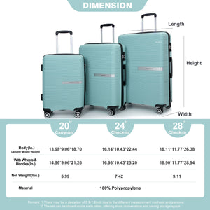 Hardshell Suitcase Double Spinner Wheels Luggage Sets, Lightweight With Tsa Lock, 3 Piece Set by Couch.com