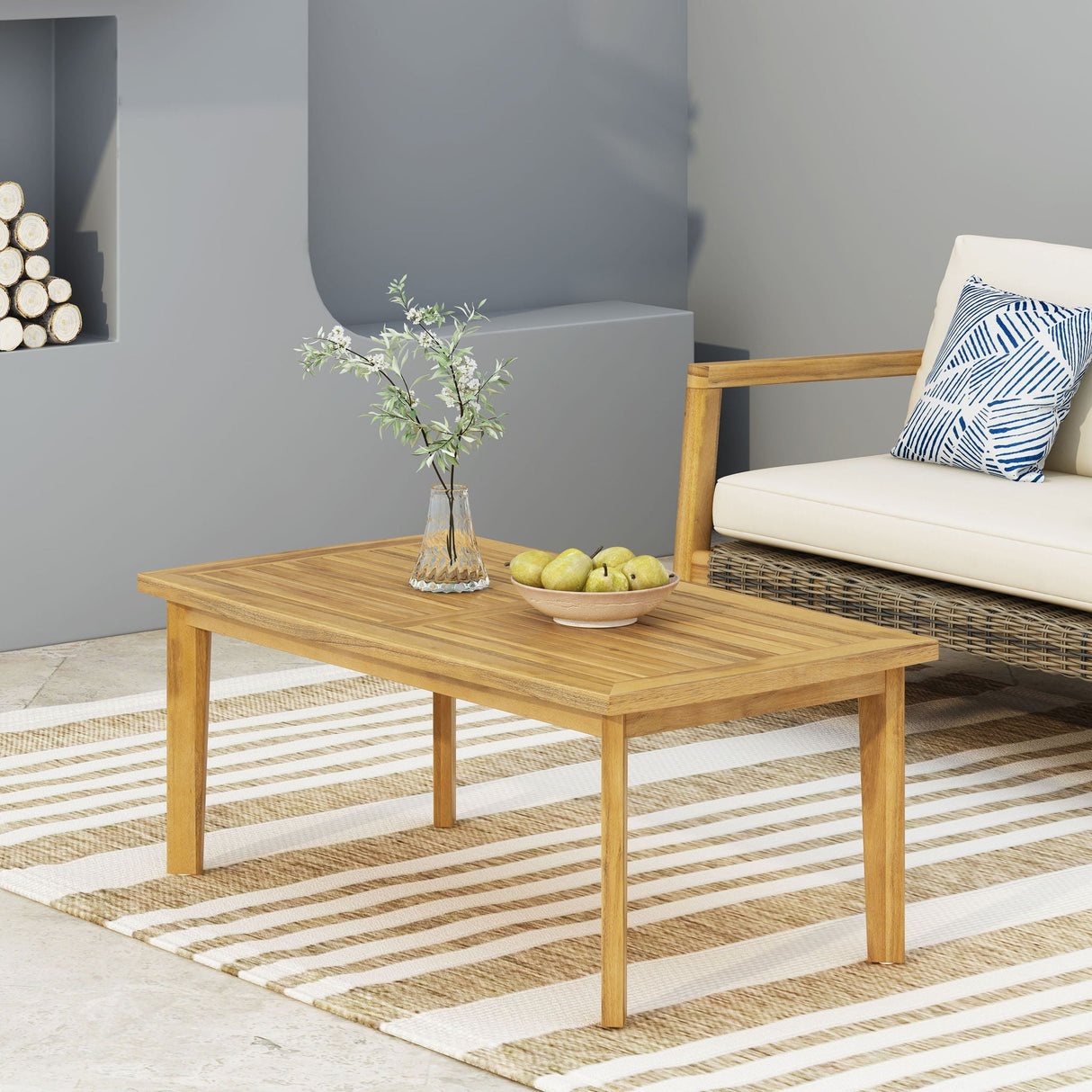 Outdoor Rectangular Coffee Table - Brown by Couch.com