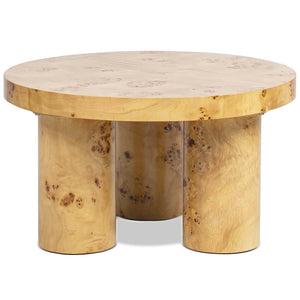 Nebula - Round Pillar Leg Coffee Table - Warm Natural Brown Burl by Couch.com