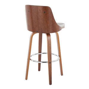 Gianna - Mid Century Modern Fixed Height Barstool With Swivel With Round Footrest (Set of 2) by Couch.com