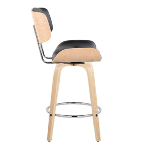 Lombardi - Mid Century Modern Fixed Height Counter Stool With Swivel With Round Footrest (Set of 2) by Couch.com