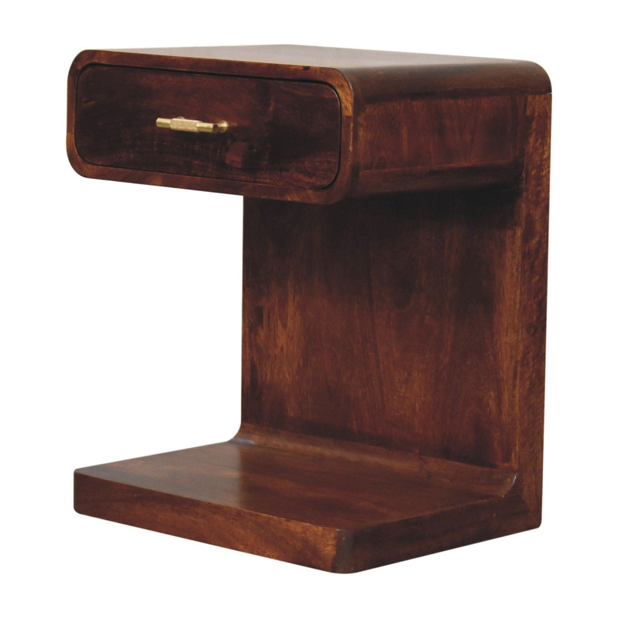 T Bar Rounded Bedside Table - Dark Brown by Couch.com