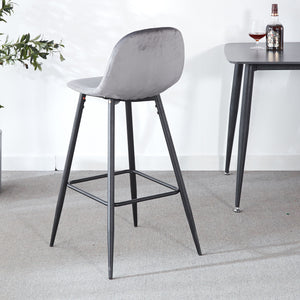 Bar Stool (Set of 2) Modern Counter Bar Height Chair With Back, Sturdy Metal Legs & Footrests, Island Stool For Kitchen Bar - Gray by Couch.com