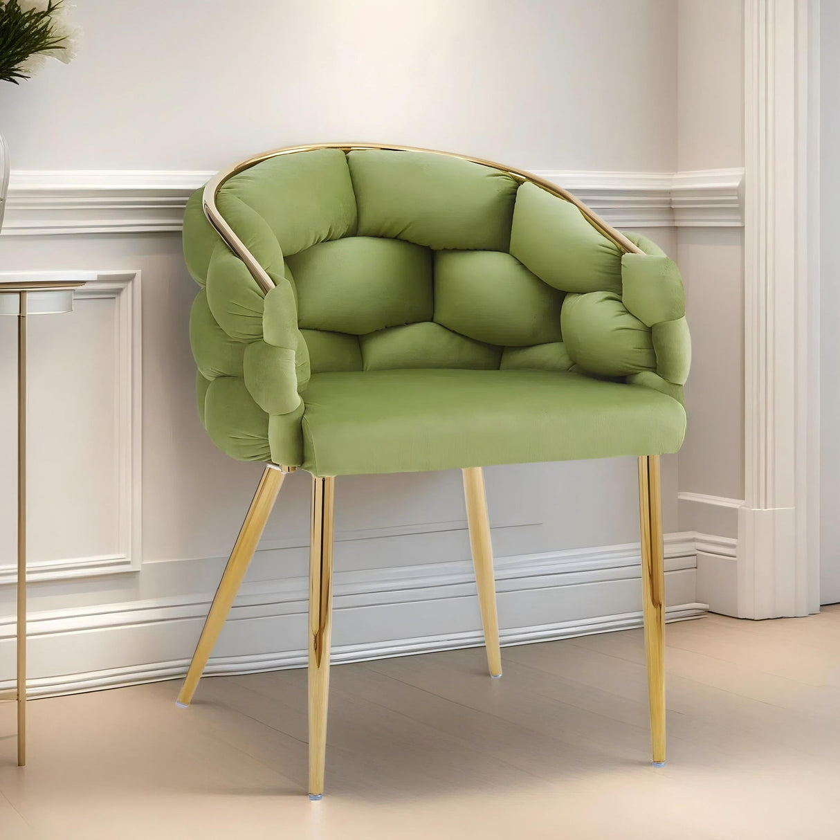 Luxury Handmade Accent Chair (Set of 2) With Gold Legs, Modern Green Velvet Armchair For Living Room And Bedroom - Green by Couch.com