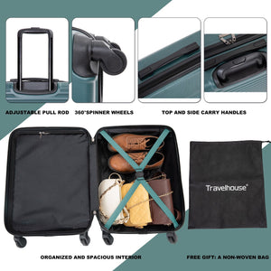 3 Piece Luggage Sets Lightweight Suitcase With Two Hooks, Spinner Wheels, Tsa Lock by Couch.com