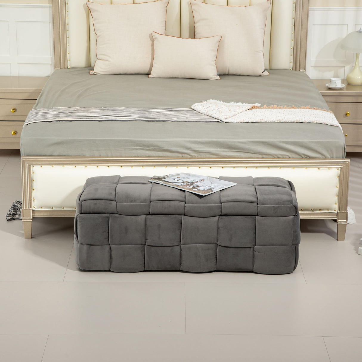 Upholstered Storage Ottoman With Safety Hinge by Couch.com