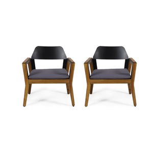 Soho Transitional Style Outdoor Club Chair Set of 2 with Cushions