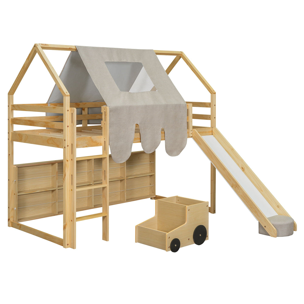 Loft Bed With House Shaped Frame And Tent by Couch.com