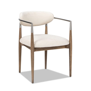 Artemis - Mixed Material Upholstered Dining Arm Chair - Warm White by Couch.com