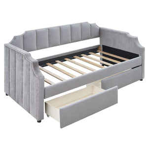 Upholstered Daybed With Drawers, Slat Support by Couch.com
