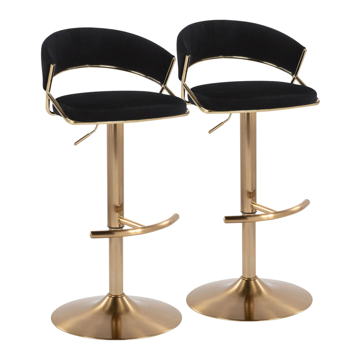 Jie - Contemporary Adjustable Barstool With Swivel With Rounded T Footrest (Set of 2) by Couch.com