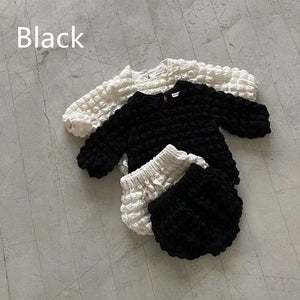 Children's Bubble Plaid Square Neck Top Large PP Shorts Set