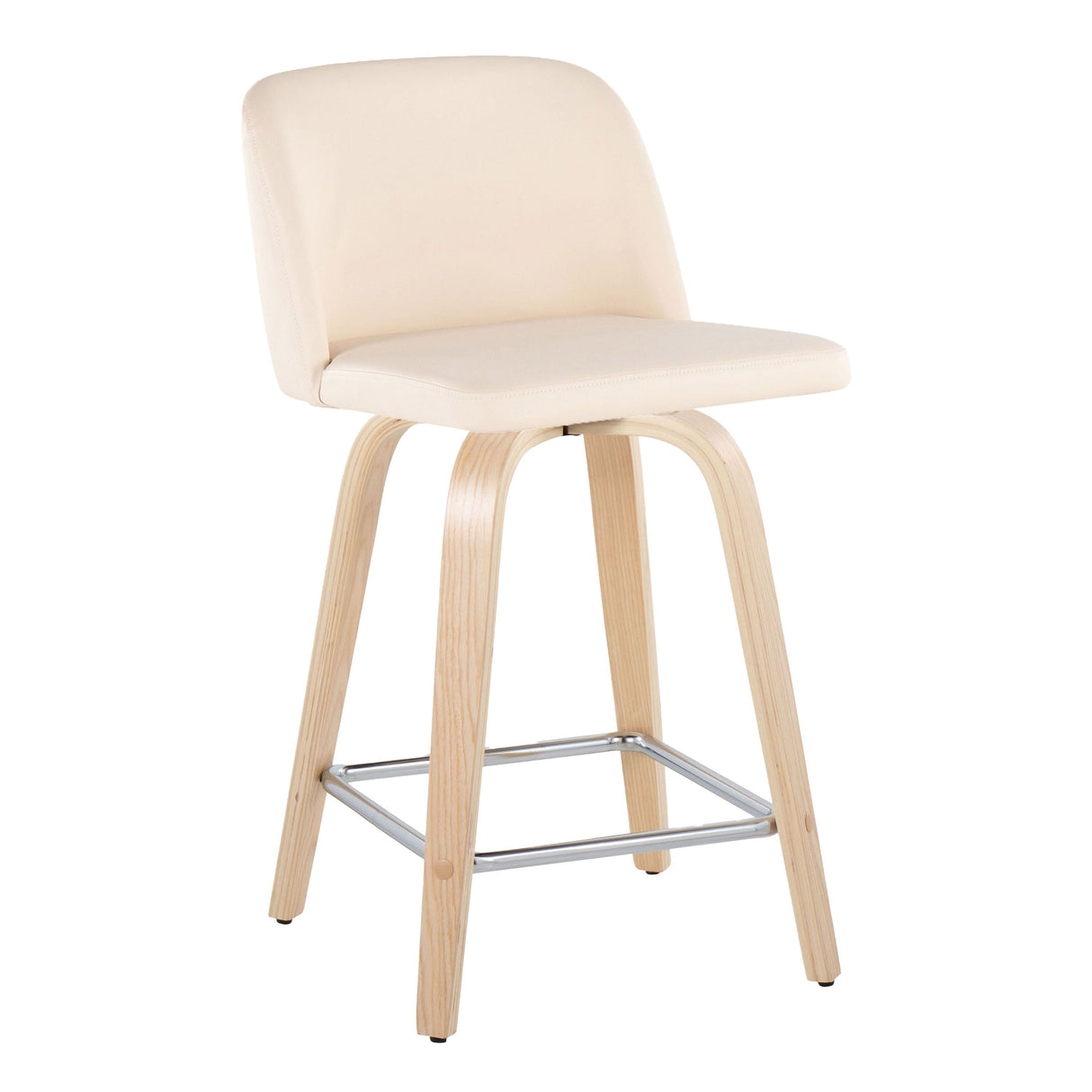 Toriano - Contemporary Fixed Height Counter Stool With Swivel With Square Footrest (Set of 2) by Couch.com