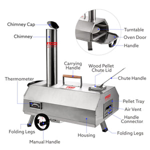 Semi-Automatic 12 Outdoor Pizza Oven Portable Wood Fired Pizza Oven Outdoor Cooking Pizza Maker Portable Pizza Oven For Authentic Stone Baked Pizzas by Couch.com