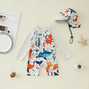 Jumpsuit Children's Swimsuit Hat Polyester