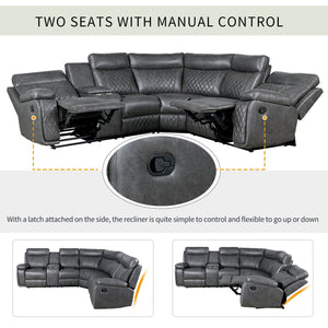 Home Theater Seating Manual Recliner With Cup Holder, Hide - Away Storage PU Reclining Sofa For Living Room, Home Theater by Couch.com