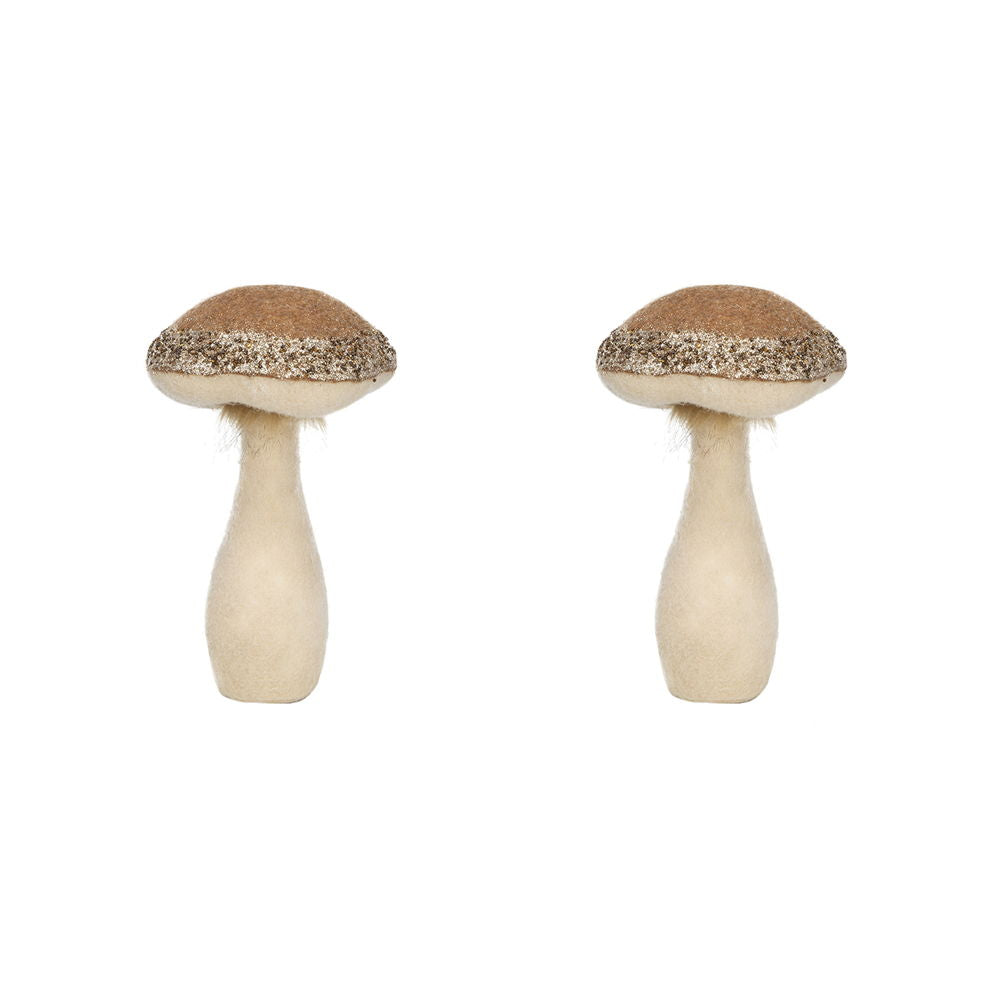 Mushroom Holiday Ornament, For Harvest Festival Fall Festival & Thanksgiving Table Decorations (Set of 2) - Beige / Light Brown by Couch.com