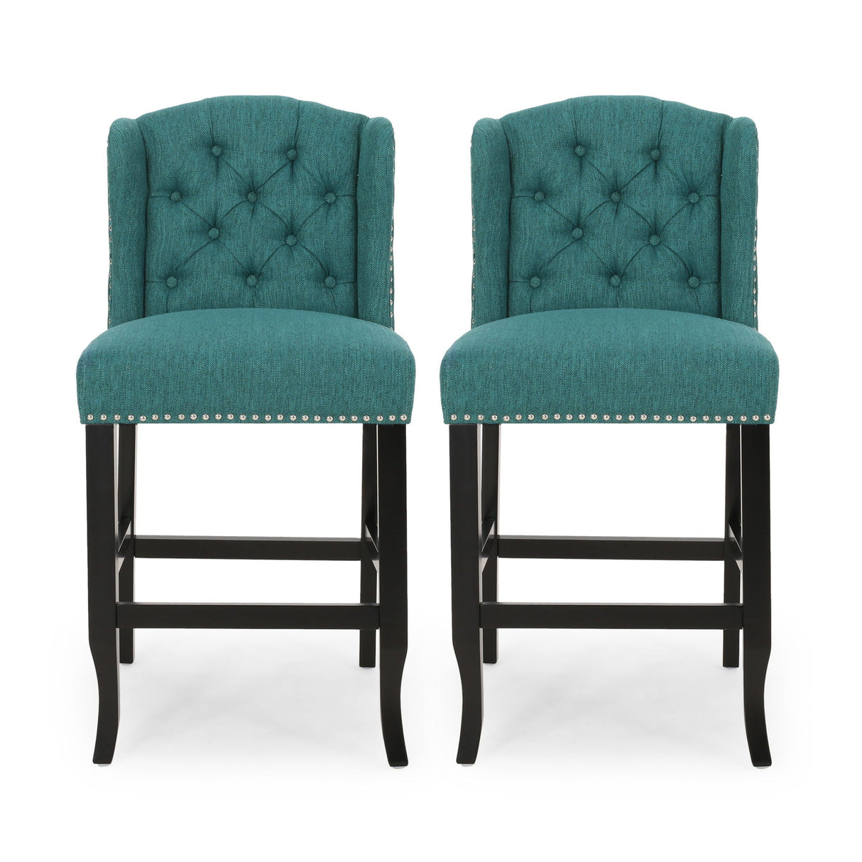 Solara - Fabric Tufted Counter Stool With Nailhead Accents (Set of 2) by Couch.com