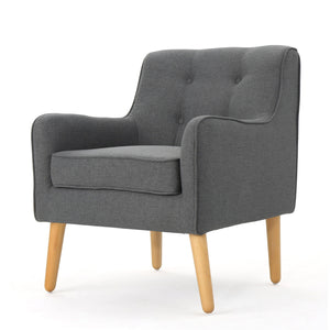 Modern Arm Chair With Tufted Back And Wooden Legs by Couch.com