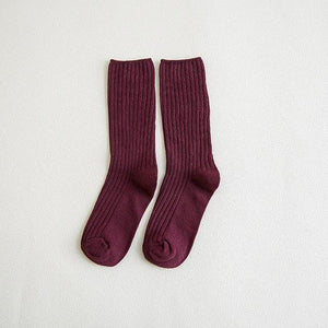 1Pair Ladies Pile Socks for Autumn Winter Pure Cotton Socks Solid Color Keep Warm Women Socks Mid Tube Socks Thickening Cashmere Socks For Men And Women
