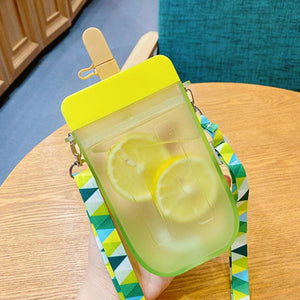 1PC 300ML Cute Straw Cup Water Bottle Outdoor Juice Drinking Water Bottle Suitable for Adult Children with Rope  Cute Straw Cup With Rope New Plastic Popsicle Water Bottle Outdoor Transparent Juice Drinking Cup