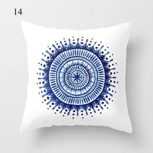 1pc Blue Geometric Landscape Pillowcase Waist Throw Cushion Cover Sofa Printed Navy Blue Throw Pillow Covers Sea Texture Cushion Cover Elegant Decor Square Pillows Covers Car Home Decor 45x45CM
