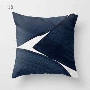 1pc Blue Geometric Landscape Pillowcase Waist Throw Cushion Cover Sofa Printed Navy Blue Throw Pillow Covers Sea Texture Cushion Cover Elegant Decor Square Pillows Covers Car Home Decor 45x45CM