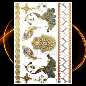 1PC Gold Chain Bracelet Tattoo Sticker Summer Style Fake Jewelry Temporary Tattoo Waterproof Gold Sliver Glitter Body Face Tattoo For Womens