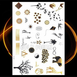 1PC Gold Chain Bracelet Tattoo Sticker Summer Style Fake Jewelry Temporary Tattoo Waterproof Gold Sliver Glitter Body Face Tattoo For Womens