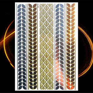 1PC Gold Chain Bracelet Tattoo Sticker Summer Style Fake Jewelry Temporary Tattoo Waterproof Gold Sliver Glitter Body Face Tattoo For Womens