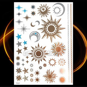 1PC Gold Chain Bracelet Tattoo Sticker Summer Style Fake Jewelry Temporary Tattoo Waterproof Gold Sliver Glitter Body Face Tattoo For Womens