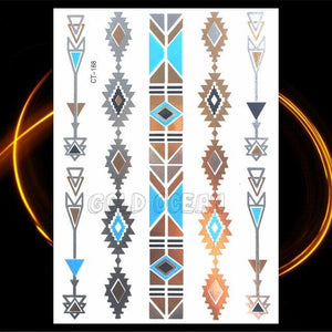 1PC Gold Chain Bracelet Tattoo Sticker Summer Style Fake Jewelry Temporary Tattoo Waterproof Gold Sliver Glitter Body Face Tattoo For Womens