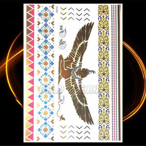 1PC Gold Chain Bracelet Tattoo Sticker Summer Style Fake Jewelry Temporary Tattoo Waterproof Gold Sliver Glitter Body Face Tattoo For Womens