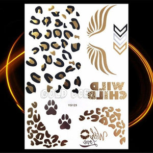 1PC Gold Chain Bracelet Tattoo Sticker Summer Style Fake Jewelry Temporary Tattoo Waterproof Gold Sliver Glitter Body Face Tattoo For Womens