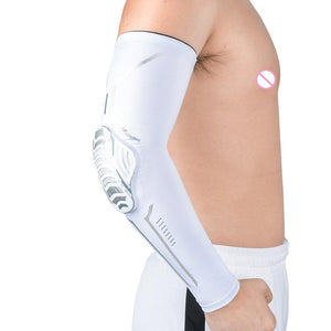 1PC Sport Black Arm Guard Compression Sleeves Sports Fitness Elastic Elbow Protective Pad Outdoor Basketball Football Sleeves For UV Summer Sun Protection Men Athletic Arm Cover