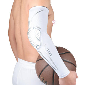 1PC Sport Black Arm Guard Compression Sleeves Sports Fitness Elastic Elbow Protective Pad Outdoor Basketball Football Sleeves For UV Summer Sun Protection Men Athletic Arm Cover